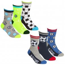 42B691: Boys 3 Pack Cotton Rich Design Ankle Socks (Assorted Sizes)