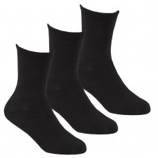 42B710: Kids Black 3 Pack Bamboo Plain Socks (Assorted Sizes)