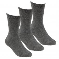 42B711: Kids Grey 3 Pack Bamboo Plain Socks (Assorted Sizes)