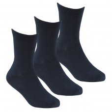 42B712: Kids Navy 3 Pack Bamboo Plain Socks (Assorted Sizes)