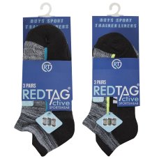 42B719: Boys 3 Pair Sport Trainer Liner Socks (Assorted Sizes)