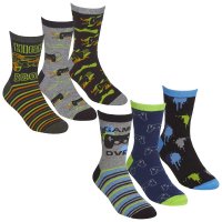 42B747: Boys 3 Pack Cotton Rich Design Ankle Socks (Assorted Sizes)