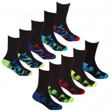 42B766: Boys 5 Pack Heel & Toe Camo Socks (Assorted Sizes)