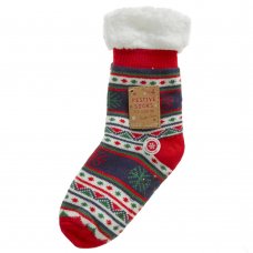 42B778: Kids Christmas Lounge Socks With Grippers