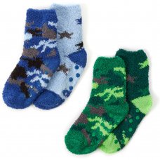 42B780: Boys 2 Pack Cosy Socks With Grippers