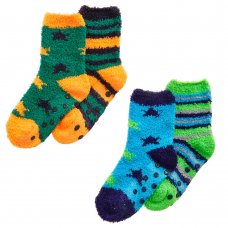 42B781: Boys 2 Pack Cosy Socks With Grippers