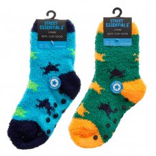 42B781: Boys 2 Pack Cosy Socks With Grippers