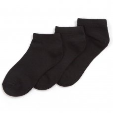 42B794: Kids 3 Pack Bamboo Trainer Liner Socks- Black (Assorted Sizes)