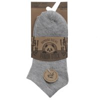 42B796: Kids 3 Pack Bamboo Trainer Liner Socks- Grey (Assorted Sizes)