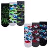 42B826: Boys 3 Pack Cotton Rich Design Ankle Socks (Assorted Sizes)