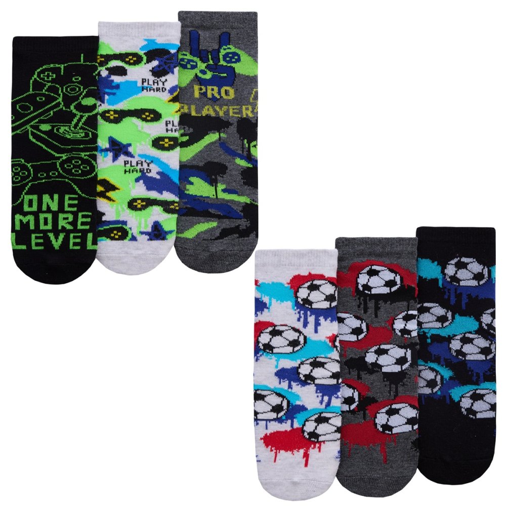 42B826: Boys 3 Pack Cotton Rich Design Ankle Socks (Assorted Sizes) 42B826: Boys 3 Pack Cotton Rich Design Ankle Socks (Assorted Sizes)