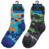 42B832: Boys 2 Pack Chenille Popcorn Cosy Socks With Grippers