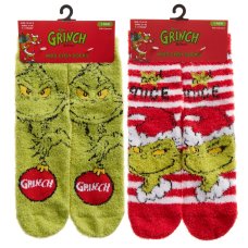 42B834: Kids Christmas Grinch 1 Pair Cosy Socks With Grippers