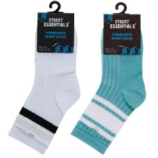 42B843: Boys 5 Pack Stripe Ribbed Sport Socks (Assorted Sizes)