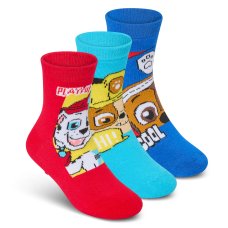 42B850: Boys Paw Patrol 3 Pack Terry Socks With Grippers (Assorted Sizes)