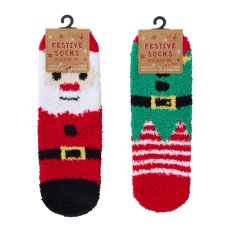 42B860: Kids 1 Pair Christmas Cosy Socks With Grippers