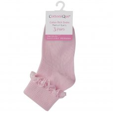 43B188: Girls 3 Pack Pink Frilly Lace TOT Socks- Assorted