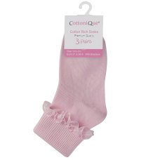 43B188: Girls 3 Pack Pink Frilly Lace TOT Socks- Assorted