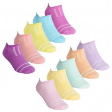 43B701: Girls 5 Pair Microfibre Trainer Liner Socks (Assorted Sizes)