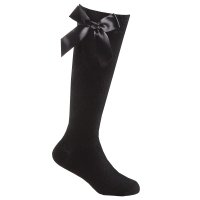 Girls 1 Pair Knee High Socks With Bow-Black