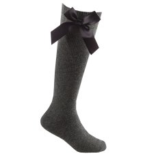 Girls 1 Pair Knee High Socks With Bow-Grey