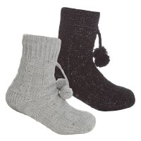 43B729: Girls Cable Lounge Socks With Grippers