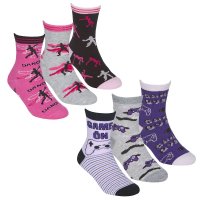 43B761: Girls 3 Pack Cotton Rich Design Ankle Socks (Assorted Sizes)