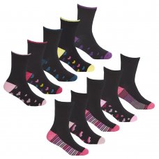 43B798: Girls 5 Pack Heel & Toe Socks (Assorted Sizes)