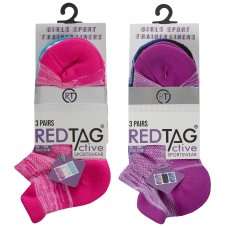 43B803: Girls 3 Pack Sport Trainer Liner Socks  (Assorted Sizes)