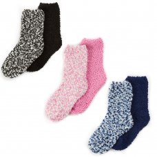43B811: Girls 2 Pack Chenille Popcorn Cosy Socks With Grippers