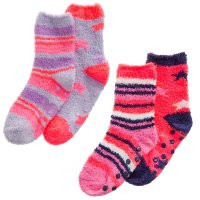 43B814: Girls 2 Pack Cosy Socks With Grippers
