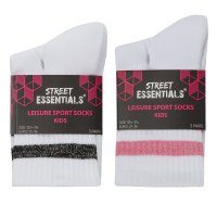 43B826: Girls 3 Pack Stripe Ribbed Sport Socks (Assorted Sizes)