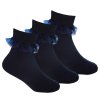 43B860: Girls 3 Pack Navy Frilly Lace TOT Socks- Assorted
