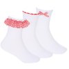 43B861: Girls 3 Pack Red Gingham Trim Lace Socks- Assorted