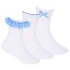43B862: Girls 3 Pack Blue Gingham Trim Lace Socks- Assorted
