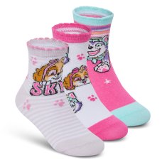 43B893: Girls Paw Patrol 3 Pack Design Socks (Assorted Sizes)