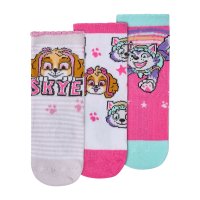 43B893: Girls Paw Patrol 3 Pack Design Socks (Assorted Sizes)