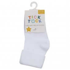44B267: Baby 3 Pack Plain White Turn Over Socks