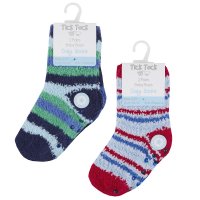 44B762: Baby Boys 2 Pack Cosy Socks With Grippers