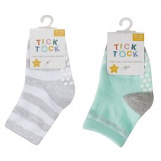 44B984: Baby Unisex 3 Pack Heel & Toe Socks With Grippers (Assorted Sizes)