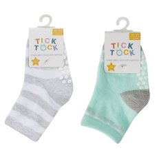 44B984: Baby Unisex 3 Pack Heel & Toe Socks With Grippers (Assorted Sizes)