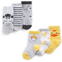 44B985: Baby Unisex 3 Pack Cotton Rich Design Ankle Socks (Assorted Sizes)