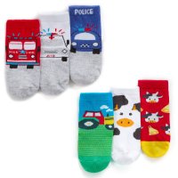 44B986: Baby Boys 3 Pack Cotton Rich Design Ankle Socks (Assorted Sizes)