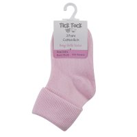 44B076P: Baby 3 Pack Plain Pink Turn Over Socks