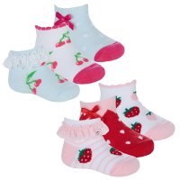 44B1045: Baby Girls 3 Pack Fruity Lace Frill Trainer Socks