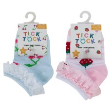 44B1045: Baby Girls 3 Pack Fruity Lace Frill Trainer Socks
