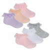 44B1049: Baby Girls 3 Pack Lace Frill Trainer Socks