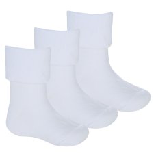44B1051: Baby 3 Pack Plain White Turn Over Socks