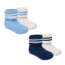 44B1055: Baby Boys 2 Pack TOT Fine Cosy Socks With Grippers