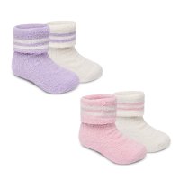 44B1056: Baby Girls 2 Pack TOT Fine Cosy Socks With Grippers
